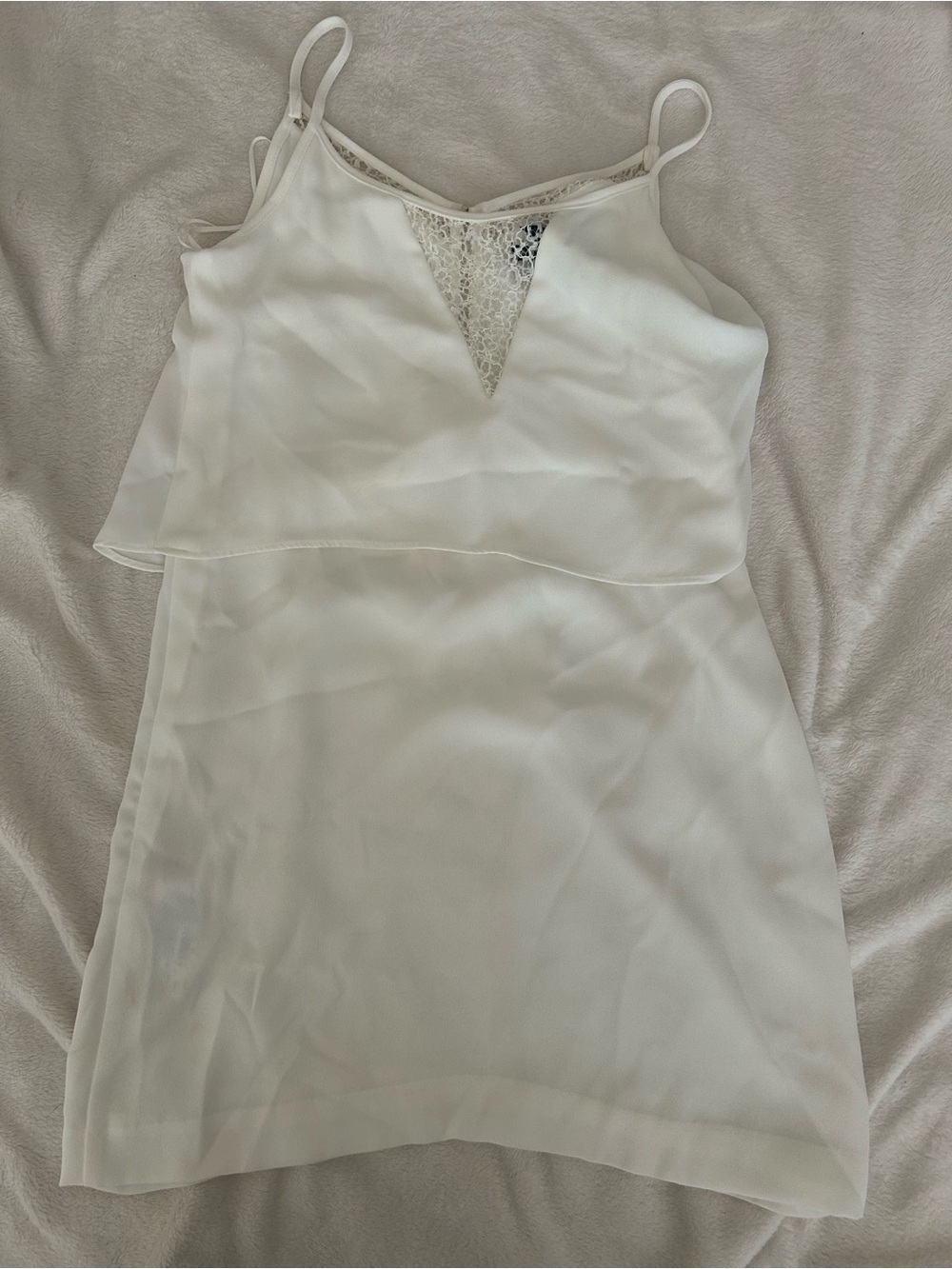 Mango Suit Ivory Lace Detail Layered Dress – Size XS